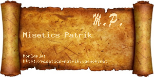 Misetics Patrik névjegykártya